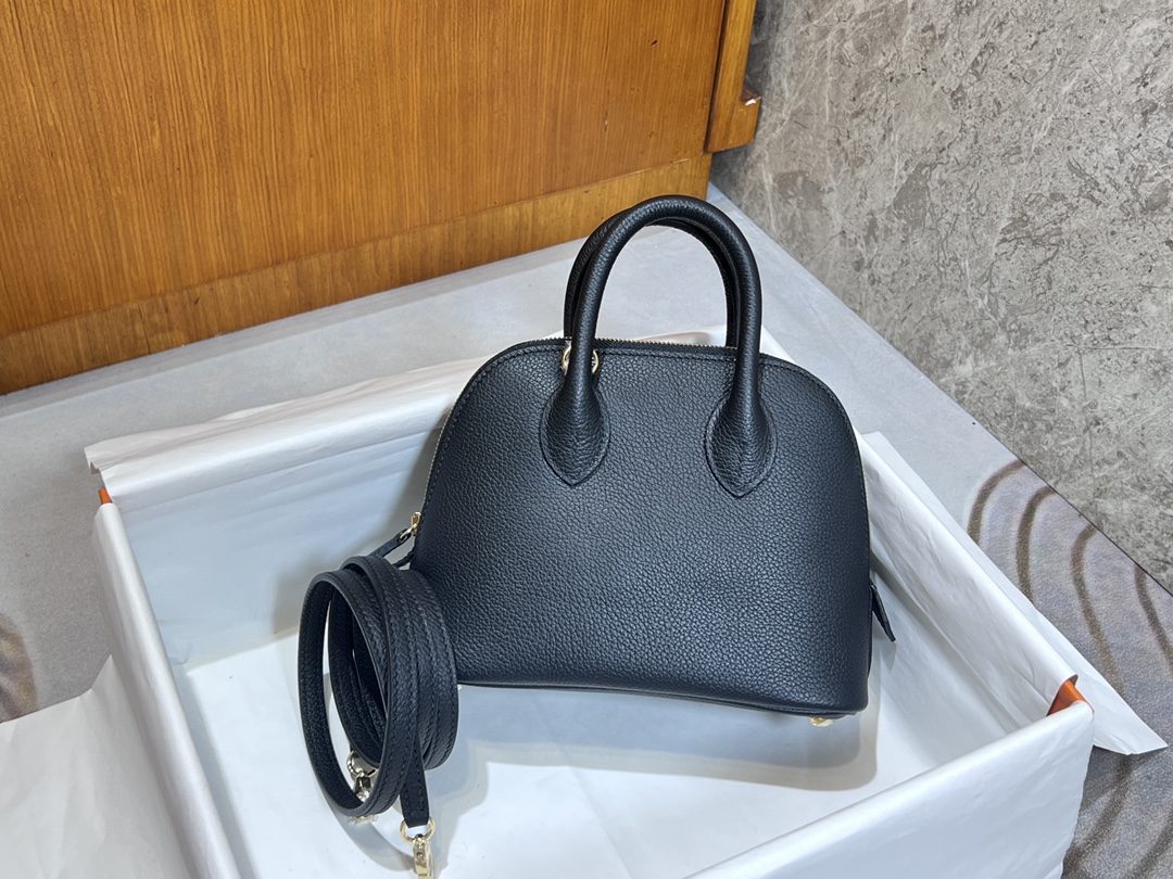 Hermes Bolide 1923 Mini Handbag Shoulder Bag In Black Evercolor Leather